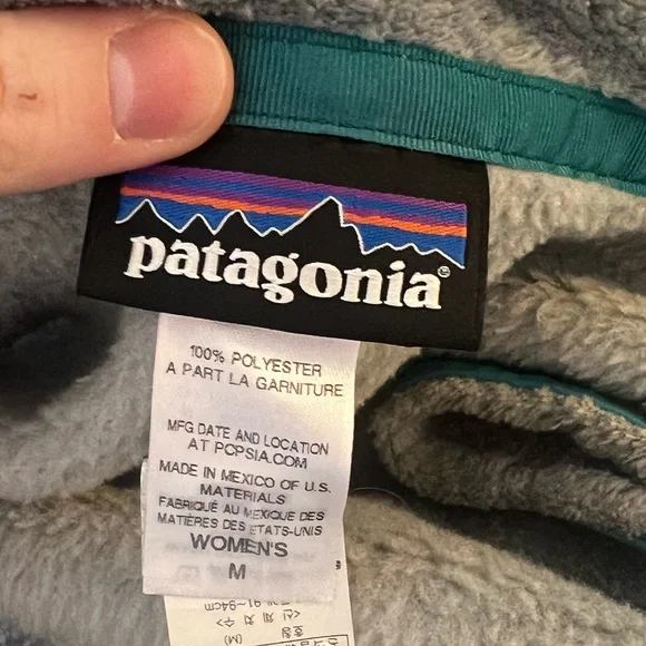 Patagonia Women’s Retro-X Fleece Vest – Gray with Teal Trim, Size Medium - Picture 7 of 7